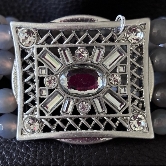 Lia Sophia Stretch Grey Agate Bracelet. Kiam Collection NWT - Picture 3 of 5